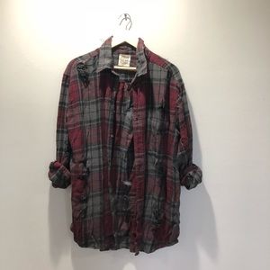 LF furst of a kind burgundy distressed flannel